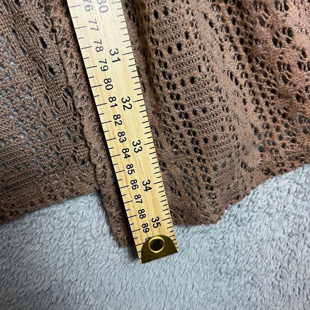 a'reve Anthro Brown Floral Embroidered Lace Boho Vest with Tassels Coverup Small - Picture 8 of 8